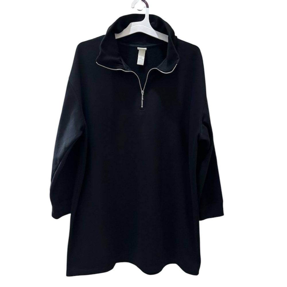 H&M sweatshirt dress size Large 1/4 zip black